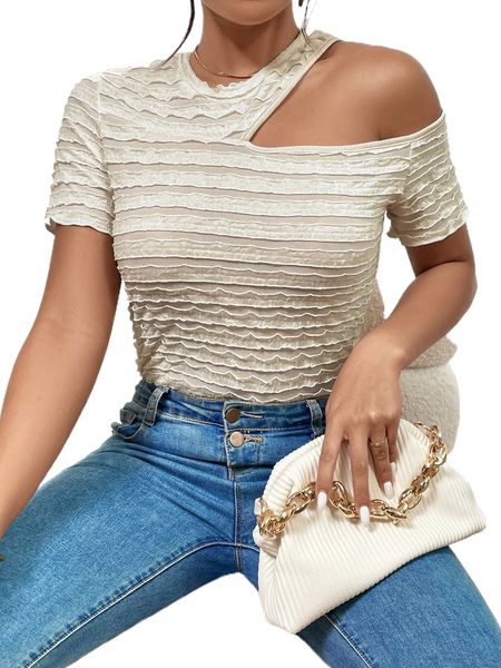 

solid cut out tee o5ch#, White
