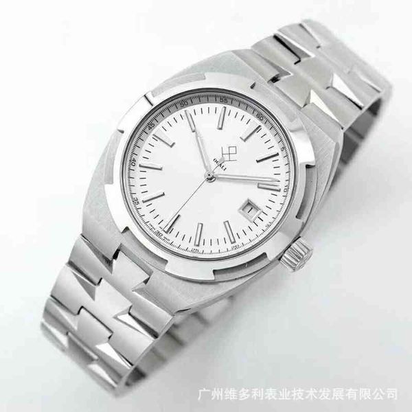 

watch men's automatic mechanical vertical and horizontal four seas series solid steel strip waterproof high-end, Slivery;brown