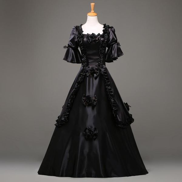 

casual dresses victorian gothic fairy princess brocade ball gown period dress reenactment theater clothing casual, Black;gray