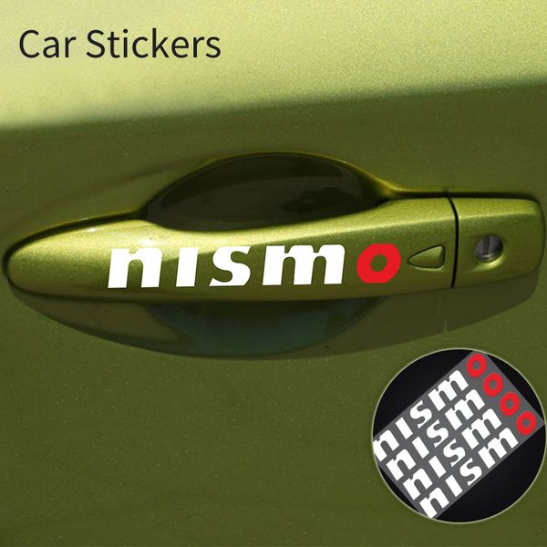 

4pcs car stickers nismo logo door handle car styling decoration for nissan juke tiida note x-trail t31 t32 qashqai j10 j11
