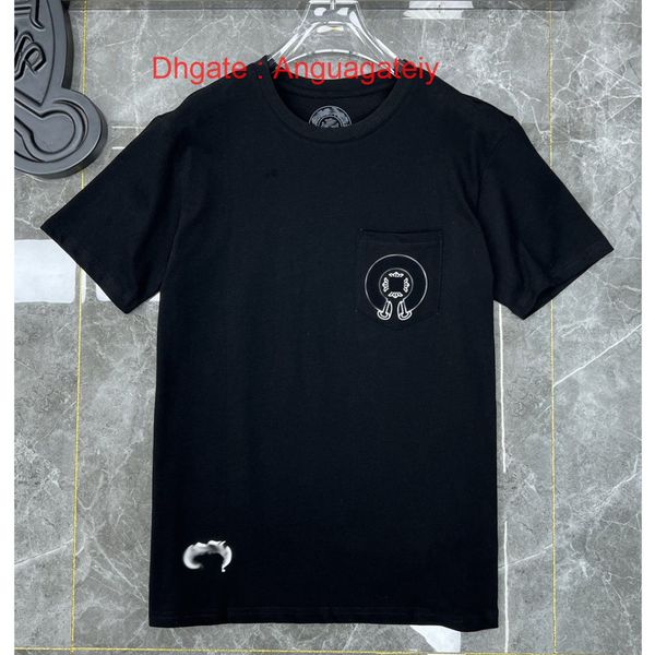 

ch mens luxury t shirts horseshoe flower tees brand man summer cross t-shirts sanskrit letter designer tshirts fashion boy hip hop sweater w, White;black