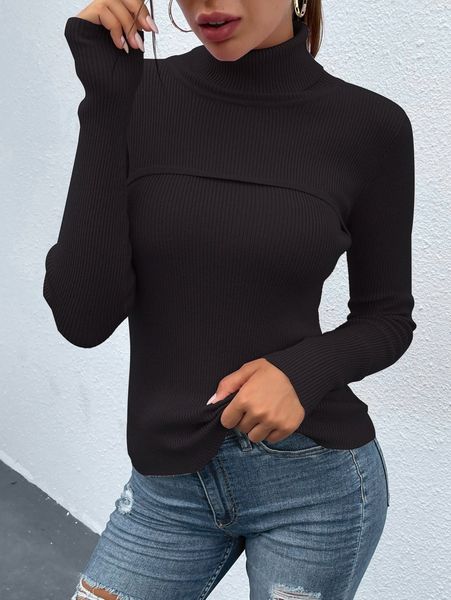 

turtle neck ribbed knit sweater i4yj#, White;black