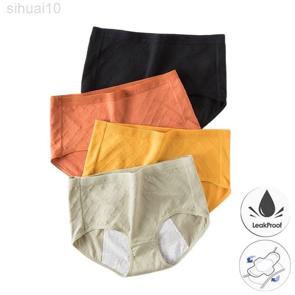 

menstrual briefs mid-waist leak-proof underwear for women cotton underwear for periods large size seamless briefs for women l220802, Black;pink