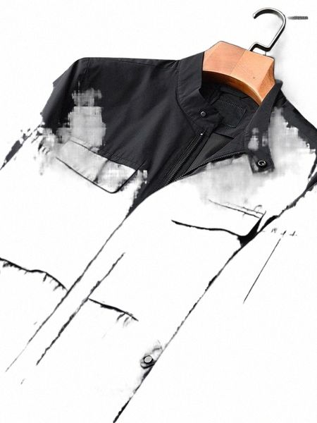 

jacket autumn male chest fake pocket design stand collar mens and coats fashion slim fit black man jackets men's z6mg#, Black;brown