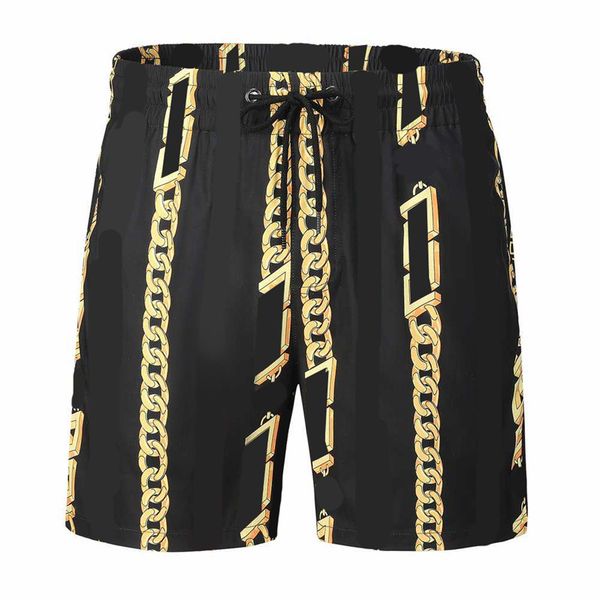 

retro chain pattern printed shorts for men summer beach board trunks bermuda quick drying running swimming shorts, White;black