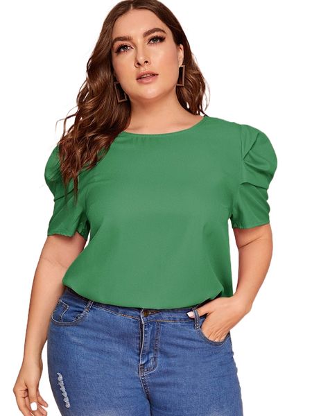 

plus puff sleeve keyhole back s9wm#, Black