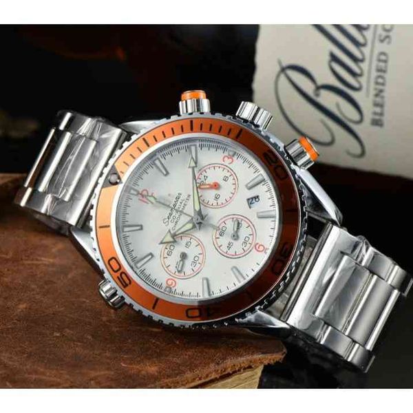 

g watches m wrist o luxury e fashion a designer three six needle full function timing men's steel band, Slivery;brown