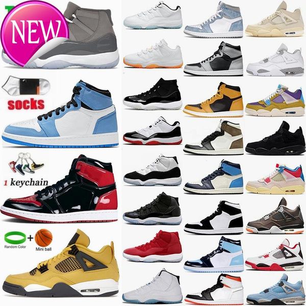 

man s 1 basketball shoes 1s university blue bred patent mocha jumpman 4 4s shimmer white oreo lightning black cat 11 11s cool grey mens d