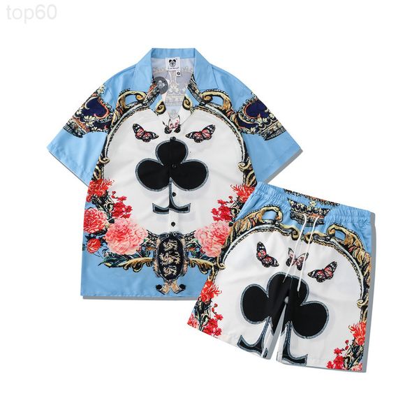 

men's jackets designer fashion brand leisure street short sleeve suit digital printing butterfly beach loose shirt shorts men 5jfu, Black;brown