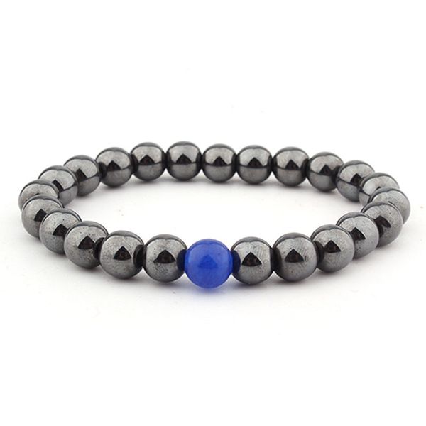 

8mm natural stone handmade beaded strands charm bracelets for women men party club fashion elastic jewelry, Black