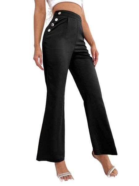 

high waist flare leg pants x8kw#, Black;white