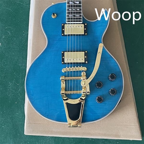 

in stock lp custom navy blue electric guitar full body gold accessories with large rocker guitars guitarra