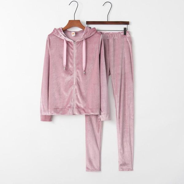 

women's tracksuits women warm velvet two piece set smooth tracksuit long-sleeved comfortable suit sports, Gray