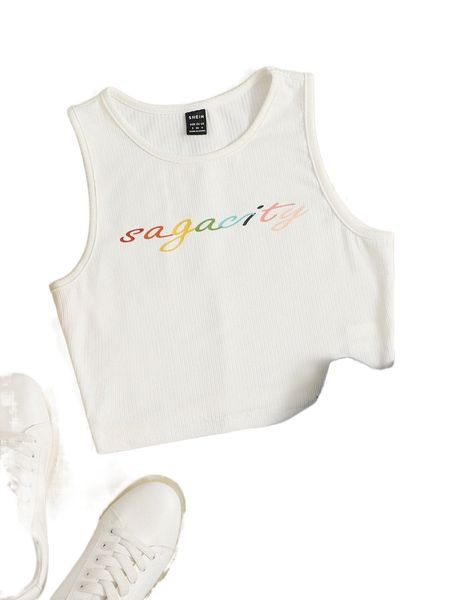 

letter graphic tank w5vz#, White