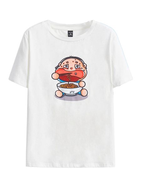 

x rosie round neck cartoon graphic tee c0dk#, White