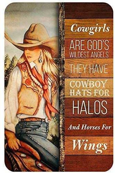 

tin signs vintage cowgirls are gods wildest angels they have cowboy hats for halos signs for bedroom wall decor garden sign