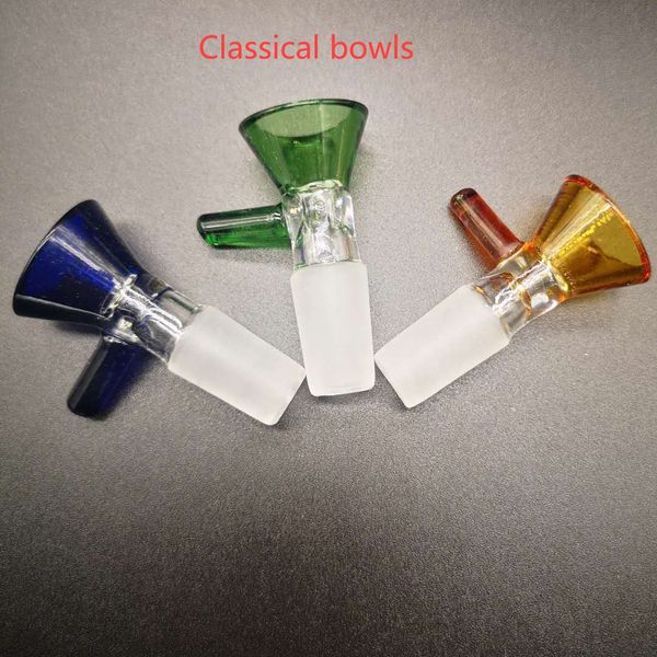 14mm articulação masculina bacias para fumar bongs tubo de água 18mm tamanho colorido boca e punho design tigela