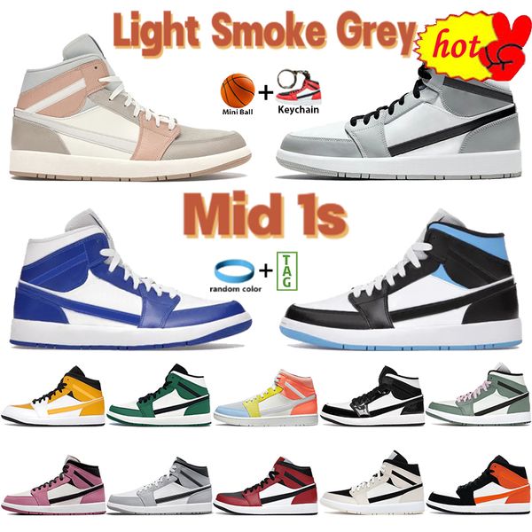 

mid light smoke grey 1 1s men basketball shoes sneakers pink quartz carbon fiber kentucky blue university black white chicago fashion mens