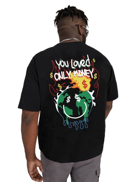

extended sizes men cartoon and slogan graphic tee x3bf#, White;black