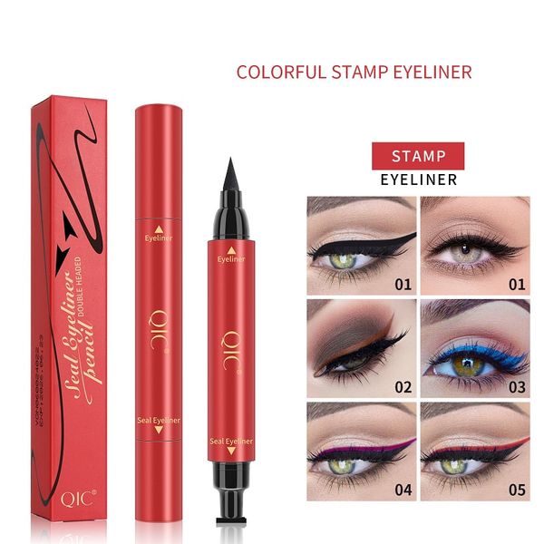 Timbro eyeliner a doppia testa Waterproof Eyeliner liquido colorato a prova di sbavature