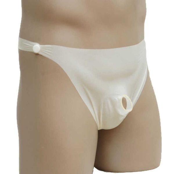 

2022 adultshop ye zimei' fun transparent t-shaped latex underwear men' dew jj yiyang double side button cool safety pants, Red;black