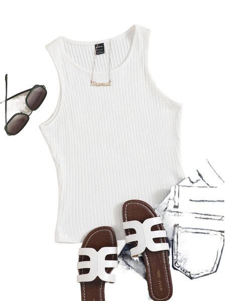 

plus ribbed knit tank 27cn#, Black