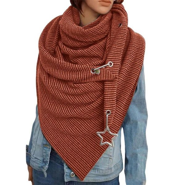 

2020 women winter retro designer scarf wraps women solid metal button soft wrap casual warm scarves shawls british scarves267i, Blue;gray
