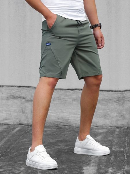 

men letter patched detail drawstring waist shorts m7cv#, White;black