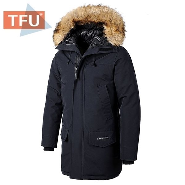 

men winter casual classic long fur collar thick parkas jacket coat men outwear hooded pockets waterproof jackets parka men 201127, Black