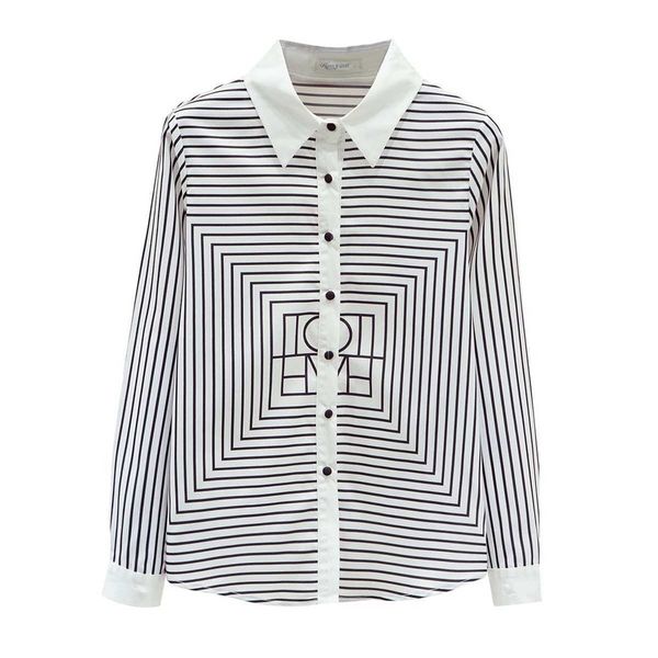 

spring fashion women's blouses vintage striped shirts long sleeve shirts blusas mujer female 210702, White