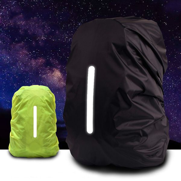 Backpack impermeável reflexivo Capa de chuva ao ar livre esporte noite ciclismo segurança luz capas de chuva saco camping 8-85L