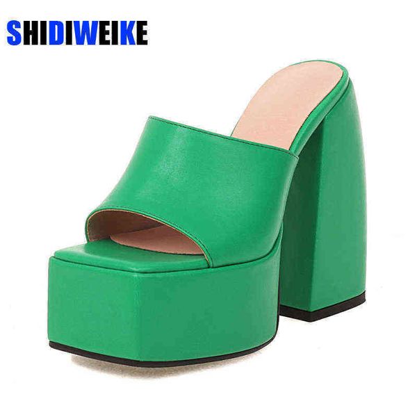 

super high heel double platform square toe sandals pu leather open heels party summer female pumps 2022 fashion shoes 220520, Black