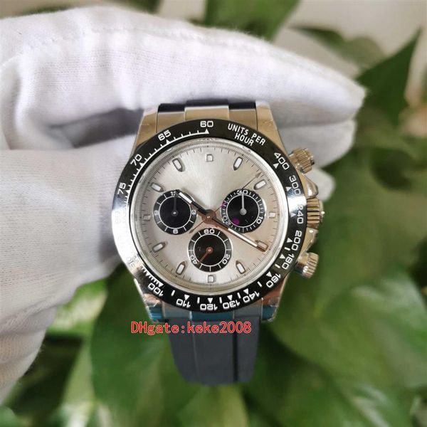 

excellent men watches wristwatches 116519 m116519ln-0027 40mm gray dial rubber strap chronograph working eta cal.4130 242z, Slivery;brown