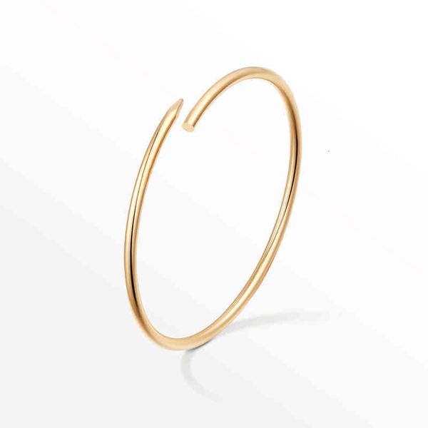 

high edition small model slim nail bracelets bangles for women men aaa cubic zirconia 316l titanium steel jewelry designer jewelry luxury e6, Golden;silver