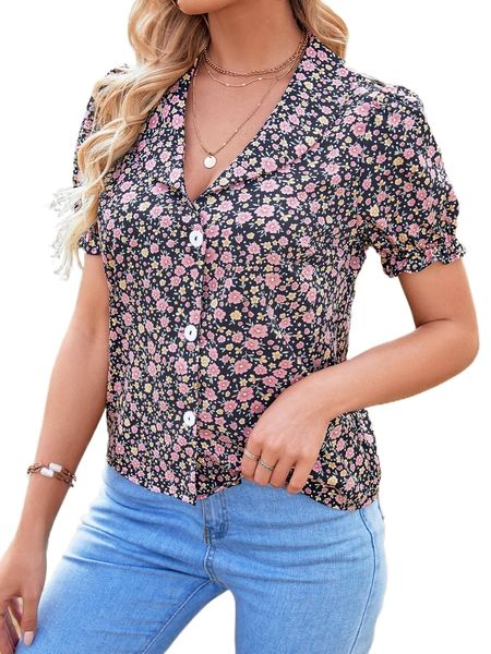 

floral print puff sleeve blouse b8ux#, White