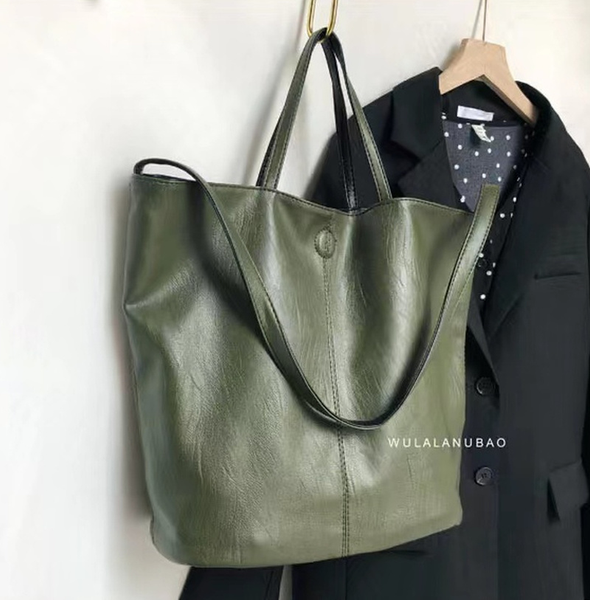 

womens vintage leather tote hobo shoulder bag handbag large a4 university school work business bag double sided messenger bag