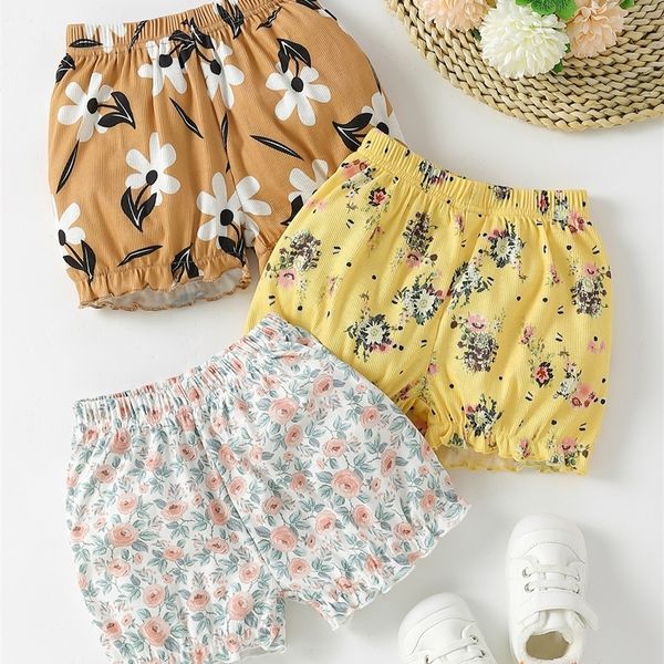 

baby 3pcs floral print ruffle hem shorts she, Black