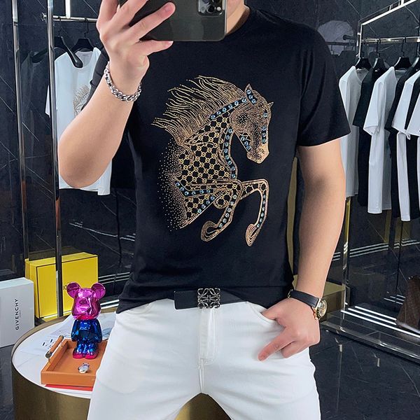 

men t shirts 100% cotton short sleeves designers round neck diamond t shirt summer fashion wholesale streetwear casual tees, White;black