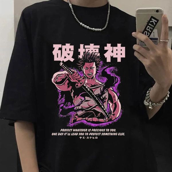 

t-shirts men's t-shirts japanese anime black clover yami sukehiro t shirt summer harajuku vintage t-shirt fashion men causal tees clot, White;black