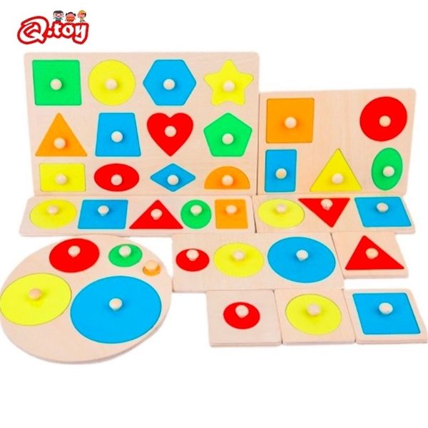 Montessori Holz Griffbrett Geometrische Form Eonal Farbsortierung Mathematik Puzzle Vorschule Lernspiel Baby Kind Spielzeug 1 STÜCK 220621