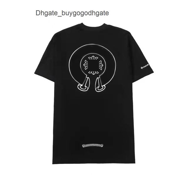 

mens classic luxury t shirts fashion brand ch men tees horseshoe cross designer tshirts summer man hip hop sweater sanskrit letter t-shirt, White;black