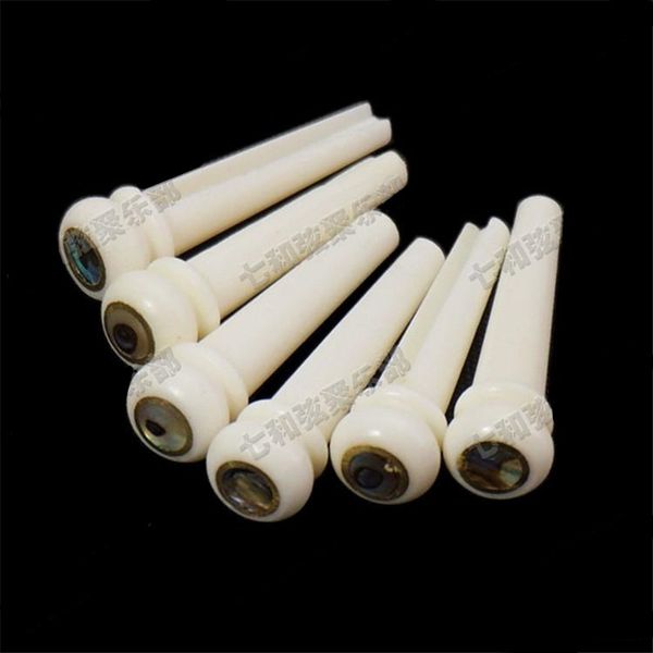 

6pcs acoustic guitar bridge bone pins with abalone dot & copper circle skirt 5.33mm folk guitar string nails pin end musical instrument acce