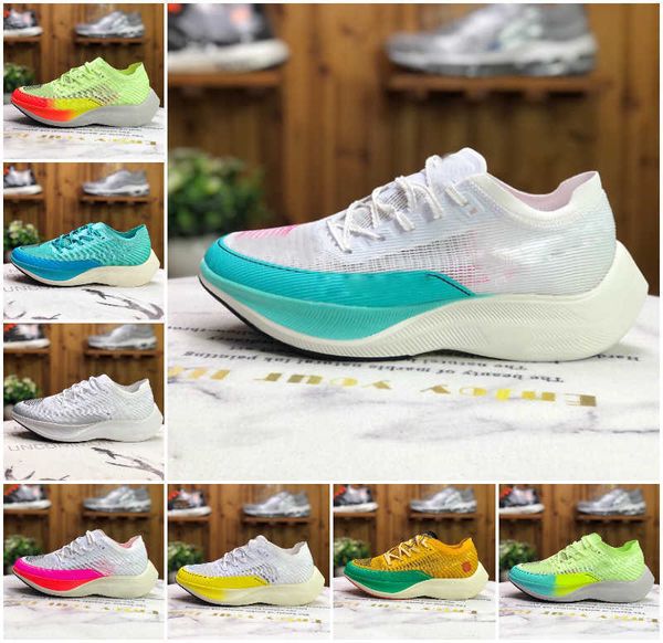 

zoomx vaporfly next% 2 running shoes mens womens tempos zoom pure platinum neon rainbow bright mango watermelon light weight run sneakers, Black