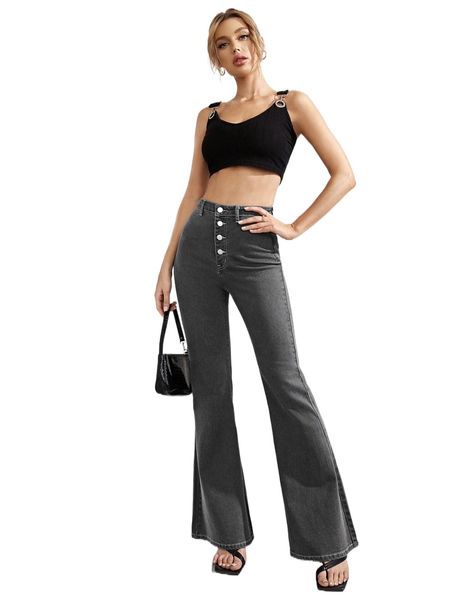 

high waist bootcut jeans 99wb#, Blue