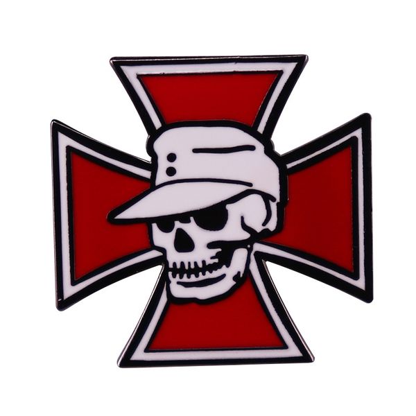 

skull cross enamel pin military badge accessory, Blue