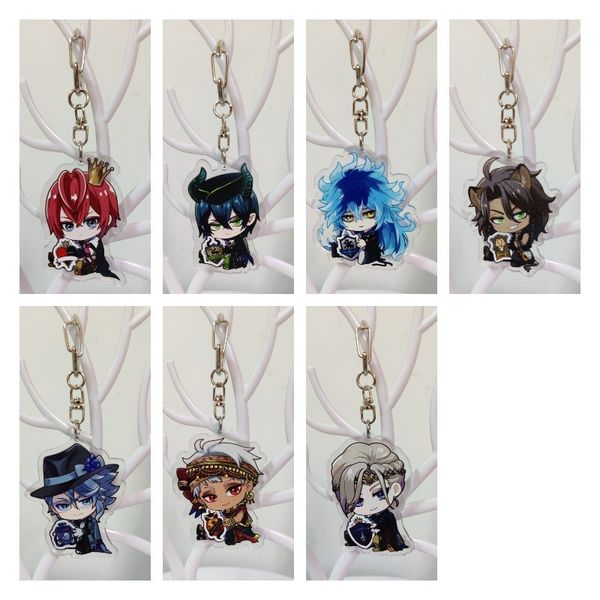 

twisted wonderland anime keychains accessories riddle rosehearts double side acrylic key rings q version pendants xmas gift 220716, Silver