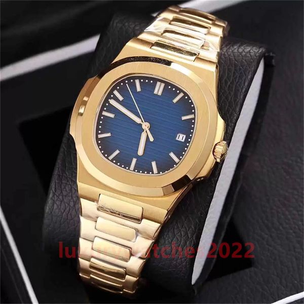 

luxury men's watch nautilus 5711 stainless steel case butterfly clasp 2813 gs factory automatic movement sport golden stainless watches, Slivery;brown