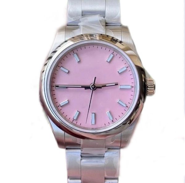 

sw women's watch candy pink dial 31 mm stick time mark luminous m277200 scratch resistant blue crystal stainless steel 0009, Slivery;brown