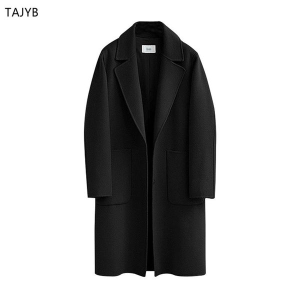 

autumn and winter women s plus size woolen coat mid length loose thick coat lj201106, Black