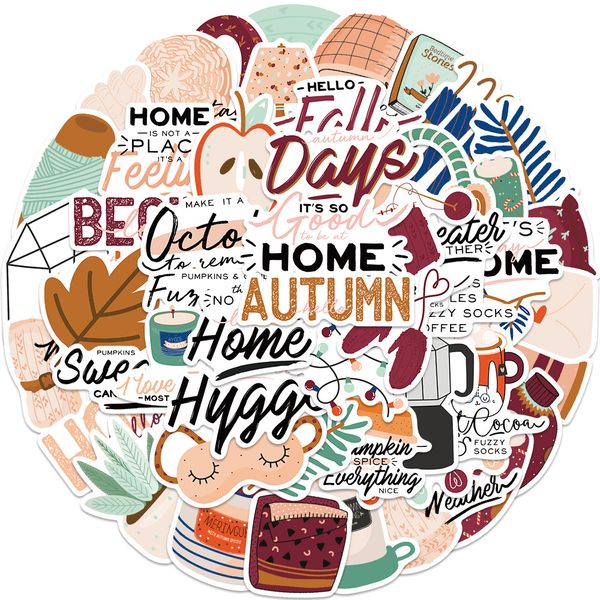 

pack of 50pcs cartoon autumn stickers no-duplicate waterproof sticker luggage skateboard notebook helmet water bottle car decals kids gifts